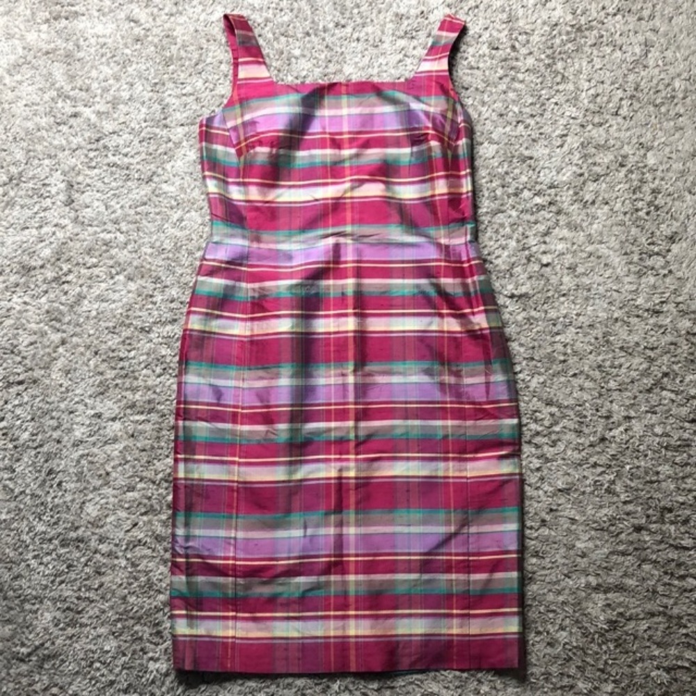 Ralph Lauren silk plaid pink colorful dress